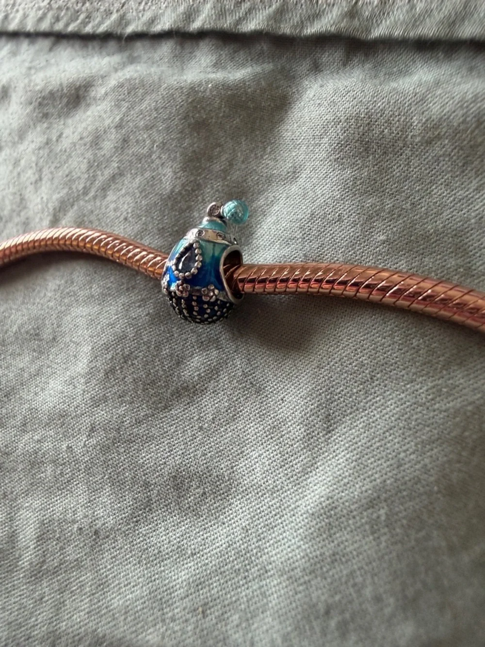 Silver & Blue Fancy Perfume Bottle Charm - Picture 3 of 4